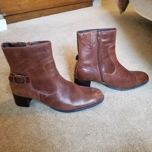 Leather Ankle Boots with Heel and Buckle Detail